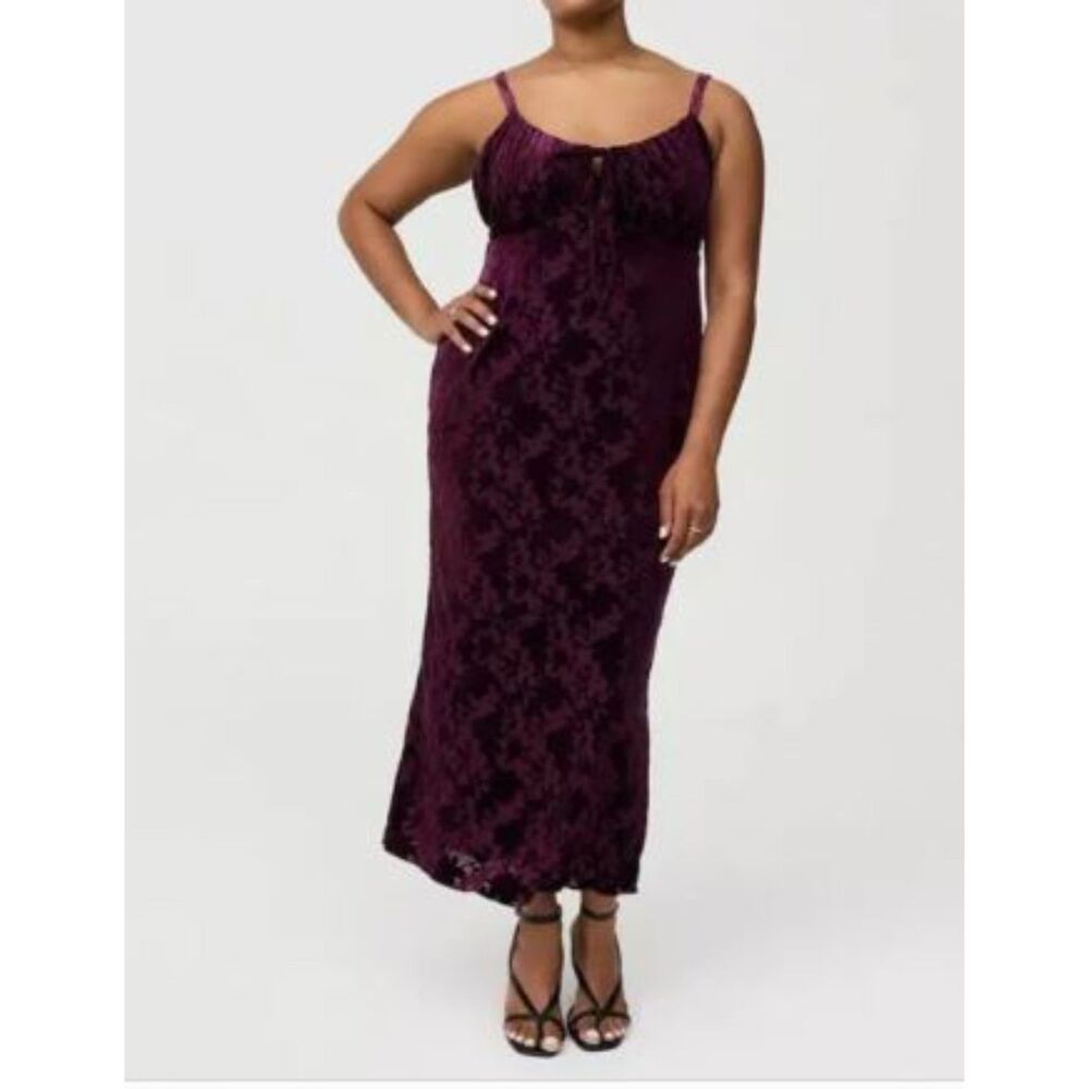 New Torrid Maxi Burnout Velvet Cami Slip Dress in Size3 Potent Purple 2025